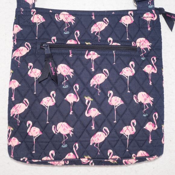 NEW Vera Bradley Pink Flamingo Crossbody Purse Fiesta Hipster Navy Handbag - Picture 6 of 7